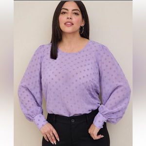 NWT Torrid Purple Chiffon Swiss Dot Puff Sleeve Top - Plus Size - Size 2X